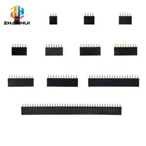 10개 2.54mm 피치 단일 행 암 헤더 소켓 - 2/3/4/5/6/7/8/9/10/12/14/16/20/40 핀 PCB 커넥터