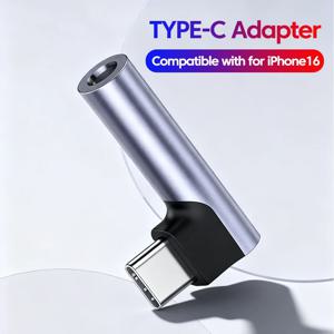 타입 C to 3.5mm 잭 엘보 헤드폰 어댑터, 음성 통화 지원, USB C 오디오 어댑터 컨버터 (아이폰15, 16, 17, 삼성, 화웨이용)