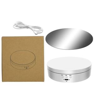 360도 회전 턴테이블, 전동 회전 거울 디스플레이 스탠드, USB/배터리 이중 전원 공급, 회전 촬영, 3단 속도 설정