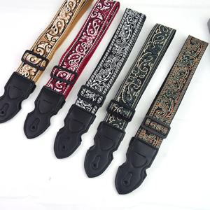 조정 가능한 기타 스트랩 자수 인쇄 민족 스타일 기타 스트랩 포크 일렉트릭 기타 베이스 우쿨렐레 기타 액세서리
