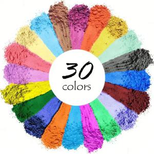 30색 마이카 파우더 안료 세트 - 생생하고 반복되지 않는 색상, 에폭시 레진, 배쓰밤, 양초, 비누 만들기, 슬라임 공예에 적합