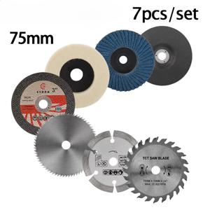 7개 3인치 75mm 커팅 디스크 플랩 디스크 울 폴리싱 휠 목재 금속 다이아몬드 커팅 블레이드 그라인더 휠 톱날 공구 세트