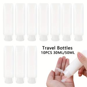 10pcs 30/50ml 빈 리필 가능 플라스틱 소프트 여행용 스퀴즈 튜브 병 플립 커버가 있는 반투명 화장품 용기