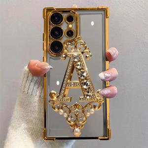 다이아몬드 골든 A 패턴 투명 TPU 폰 케이스 (삼성 갤럭시 S26 S25 S24 S23 S22 울트라 플러스 S21 FE A36 A35 A55 A54 5G 커버)