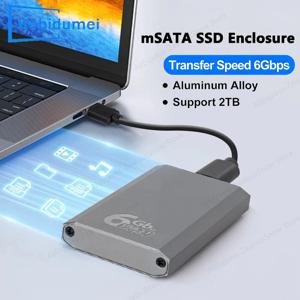 MSATA SSD 인클로저 6Gbps MSATA-USB 3.1 Gen2 어댑터 케이스 (MSATA 내장형 SSD 하드 드라이브용 C타입 포트 포함)