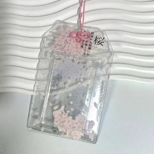 사쿠라 PVC 카드 슬리브 두꺼운 3인치 포토카드 홀더 식사권 보관 키체인 펜던트