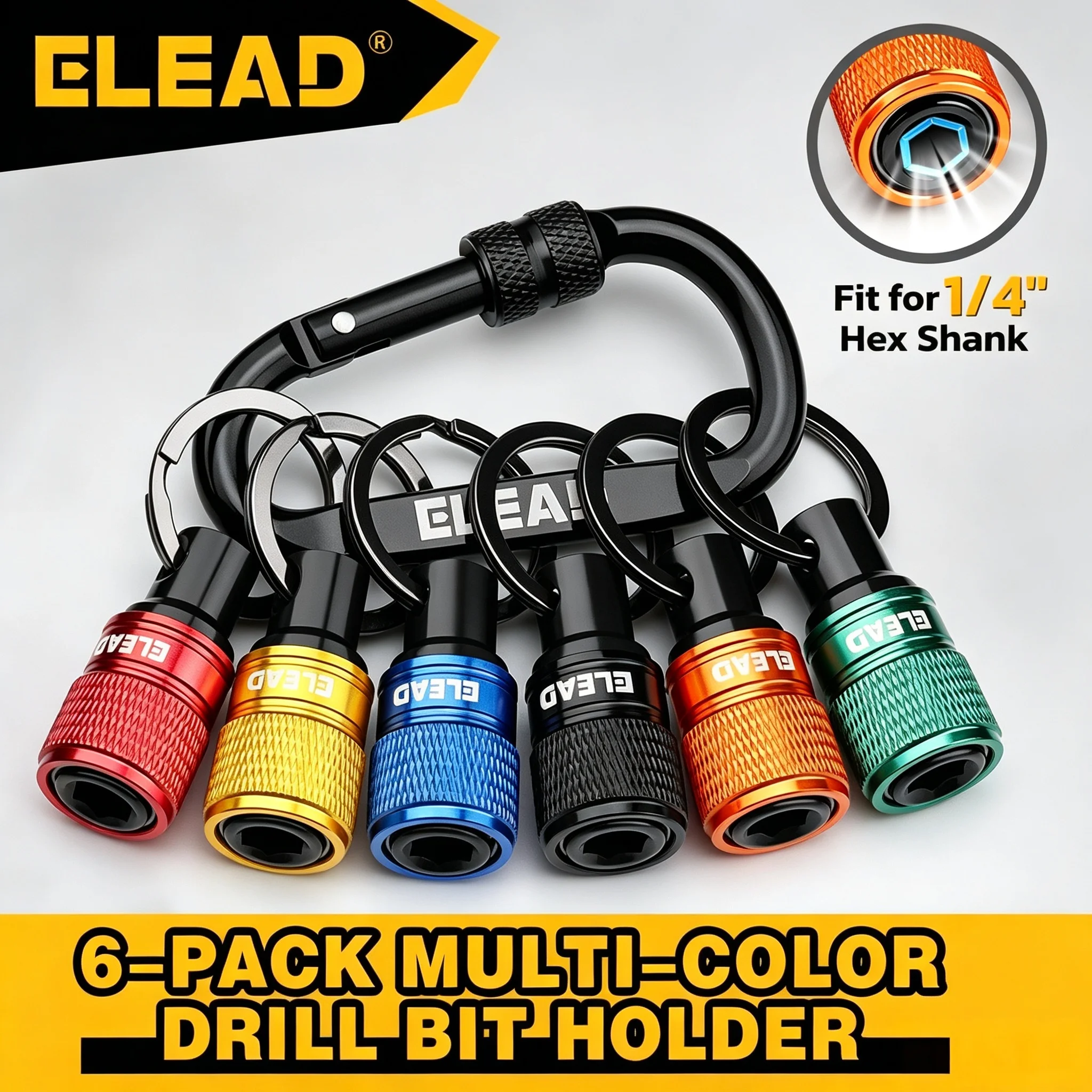 ELEAD 6개/세트 1/4인치 육각형 샹크 스크루드라이버 헤드 홀더 연장 로드 키 체인 어댑터 드릴 비트 빠른 교체 휴대용