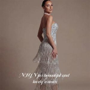 NFYN 라이트 블루 이브닝 드레스 크리스탈 스트레이트 베스티도 드 피에스타 프롬 가운 맞춤 제작된 스윗하트 슬리브리스 파티 드레스