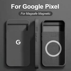 Google Pixel 10 9 Pro XL 8 7 6 A/Pro용 고급 액상 실리콘 피부 친화적인 백 케이스 MagSafe 충전용 충격 방지 소프트 커버