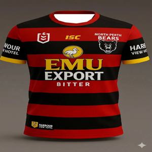 2026 뉴 노스 퍼스 베어스 ISC NRL 저지 Y2K 패밀리 매칭 스타 체이싱 티셔츠 데일리 및 트레이닝복으로 적합