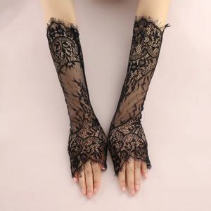 40cm 새로운 레이스 긴 소매 신부 들러리 웨딩 드레스 액세서리 파티 통기성 핑거리스 장갑 블랙 화이트 팔 워머