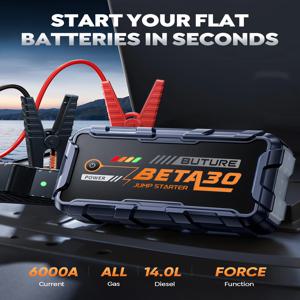부투레 6000A 차량 점프 스타터 파워 뱅크 18W 휴대용 배터리 26800mAh 자동차 배터리 비상 시동기 BETA30