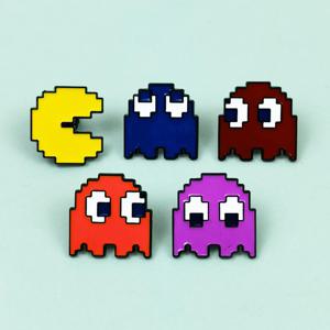 레트로 팩맨 에나멜 핀 세트 클래식 아케이드 게임 고스트 브로치 금속 배지 백팩 옷깃 핀 게이머들을 위한 선물