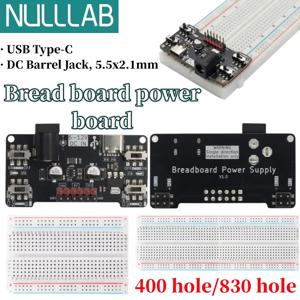 브레드보드 전원 보드 3.3/5V 개별 제어 가능 2.1 * 5.5mm DC 헤드 6-12V 입력 USB-C 인터페이스 출력 전압 전환 가능