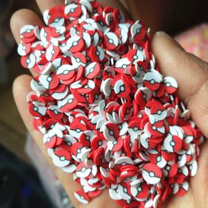 20g/lot 5mm DIY 공예용 작은 빨간색과 흰색 공 모양 폴리머 클레이, 귀여운 플라스틱 클레이 진흙 입자