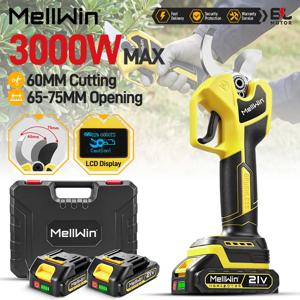 MELLWIN 60MM 브러시리스 전기 가지치기 가위 3000W 무선 과일 나무 가지 가위 마키타 18V 배터리 핀용 전동 공구