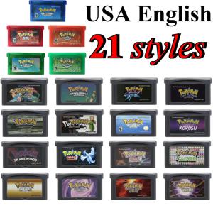 미국 GBA 포켓몬 게임 카트리지 32비트 비디오 게임 콘솔 카드 AshGray 액정 라이트 플래티넘 게임 카드 컬렉션 선물