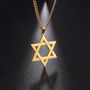 남성용 스테인레스 스틸 다윗의 별 펜던트 목걸이, 육각형 다윗의 별 쥬얼리, 빈티지 박스 체인 종교적인 유대교 장신구