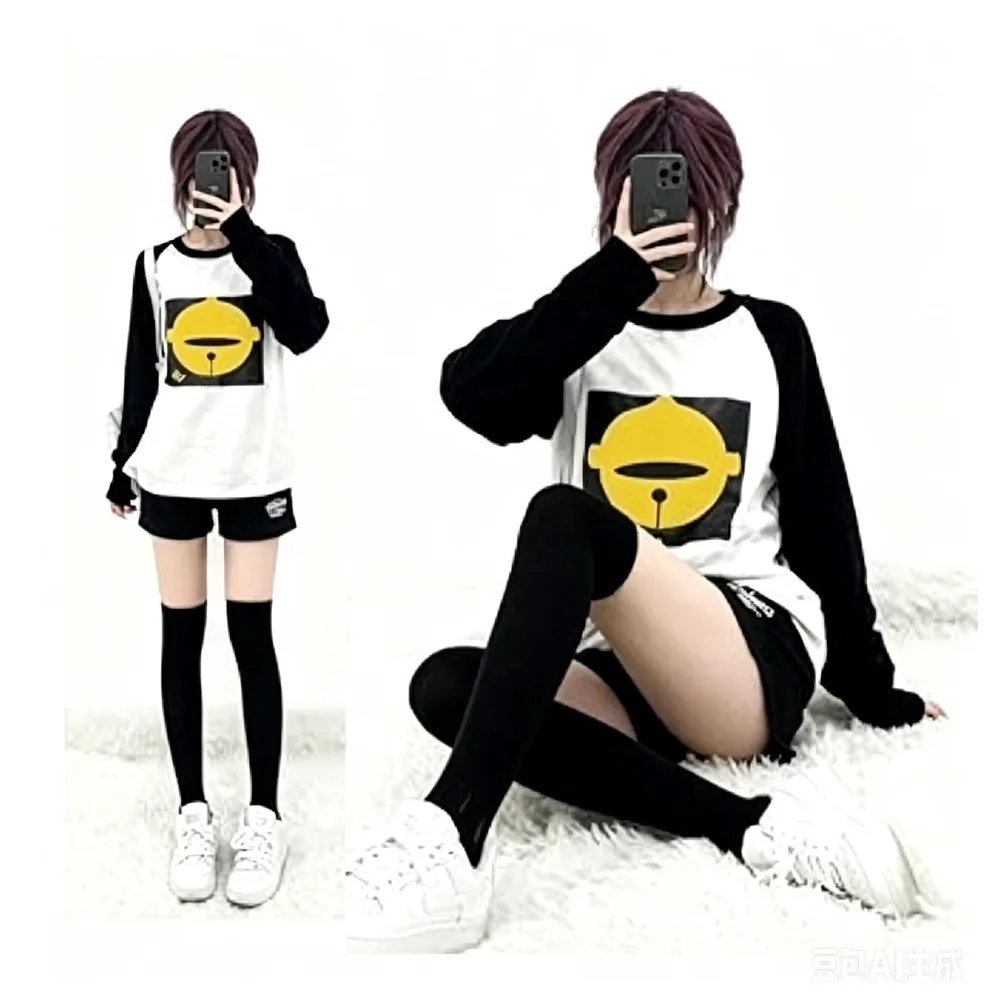 애니메이션 레제 긴팔 티셔츠 코스프레 오버사이즈 빈티지 체인소 남녀 의류 일본 만화 티셔츠 하라주쿠 Y2K 탑