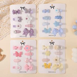 8Pcs 어린이용 리본 사랑스러운 바레트 헤어핀 세트, 달콤한 리본매듭 데이지 스타일 헤어핀, 여자아이 패션 헤어 액세서리