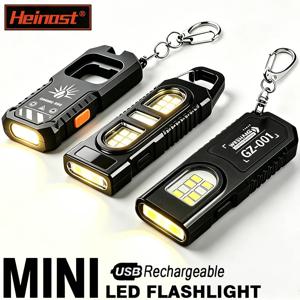 강력한 미니 COB LED 키체인 손전등 USB 충전식 휴대용 작업등 방수 키링 캠핑 워킹 포켓 램프