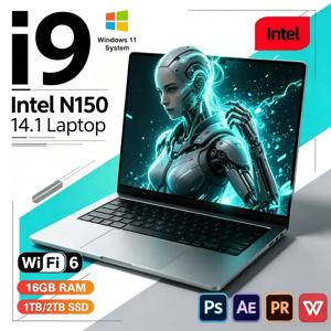 새로운 2026년형 14.1인치 초슬림 노트북, 인텔 N150 프로세서, 16/32GB RAM, 2TB SSD, Windows 11, 오피스용, 학습용 노트북 PC
