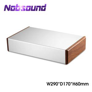 Nobsound 알루미늄 섀시 증폭기 케이스 나무 측면 패널 상자 미니 인클로저 DIY 하우스 (W290mm×D170mm×H60mm)