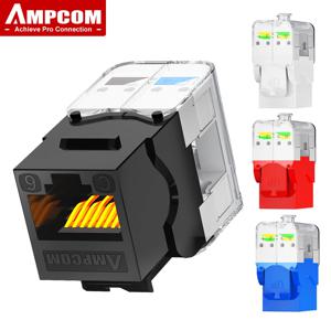 AMPCOM CAT6A CAT6 툴리스 키스톤 잭, RJ45 UTP 키스톤 모듈 어댑터 펀치다운 도구가 필요 없는 커플러 모듈형 커넥터