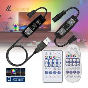 DC/USB 블루투스 SPI LED 음악 컨트롤러 WS2812 WS2811 매직 라이트 스트립에 대 한 5V 12V 24V 2048 픽셀 스마트 APP 조 광 기 RF 원격