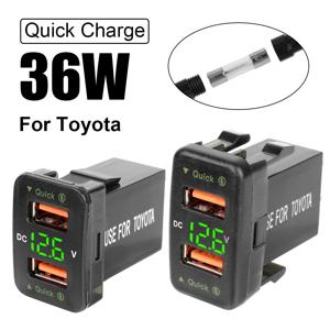 도요타 듀얼 USB 12-24V 전압계 QC 자동차 소켓 충전기에 대 한 LED 자동차 액세서리 전원 어댑터 휴대 전화에 대 한 빠른 충전