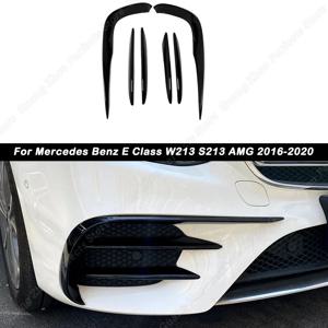 메르세데스 벤츠 E 클래스 W213, S213, AMG 라인, 프리 페이스리프트 2016-2020, 자동차 앞 범퍼 스플리터, 스포일러, 안개등 트림 튜닝 ABS