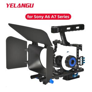 YELANGU 카메라 케이지 리그 키트 Sony A7S A7 A7R A72 A7RII A7SII A6000 A6500 A6300 듀얼 콜드 슈 마운트 1/4 인치 스레드