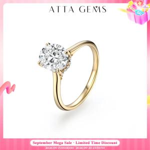 ATTAGEMS 타원형 컷 9*7mm 2CT D VVS1 Moissanite 반지 S925 스털링 실버 여성용 약혼 결혼식 여성용 보석 선물 럭셔리