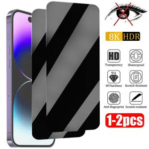 1-2PCS iPhone 15 14 13 12 11 16 Pro Max Mini 7 8 Plus iPhone SE 2020 2022 X XS XR 용 스파이 방지 유리 용 개인 정보 보호 화면 보호기
