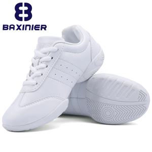 BAXINIER Girls 흰색 치어 리더 댄스 신발 운동 훈련 테니스 통기성 청소년 경쟁 치어 리더 스니커즈