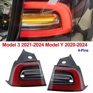 테슬라 모델 3 2021-2023 모델 Y 2020-2024용 LED 테일 라이트 어셈블리, 앰버 방향지시등, 후방 브레이크, 안개등, 테일램프, 4핀