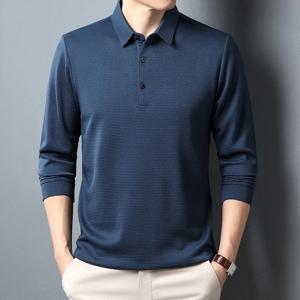 새로운 남성 비즈니스 패션 캐주얼 긴팔 셔츠 솔리드 컬러 폴로 셔츠 세련된 통기성 편안한 다목적 탑