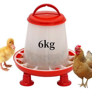새로운 6kg 닭 오리 먹이통(다리 포함) 가금류 사료 분수 닭 병아리 암탉 뚜껑 손잡이 급수 용품