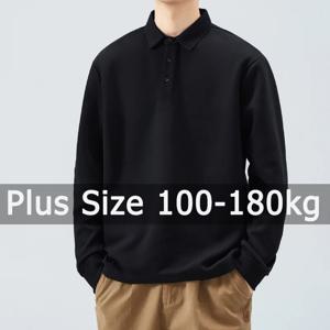플러스 사이즈 남성 폴로 셔츠 가을 겨울 긴팔 폴로 1XL-7XL 110-175kg 루즈핏 오버사이즈 탑 큰 사이즈 남성 의류 남자 폴로 셔츠