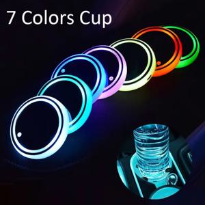 유니버설 LED 자동차 컵홀더 라이트 자동차 코스터 병 분위기 조명 매트 7색 컵홀더 패드 자동차 인테리어 액세서리