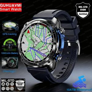 2026 남성용 GPS 오프라인 지도 스마트 워치 10ATM 방수 4GB 경로 내비게이션 시계 1000mAh 배터리 아웃도어 군용 시계