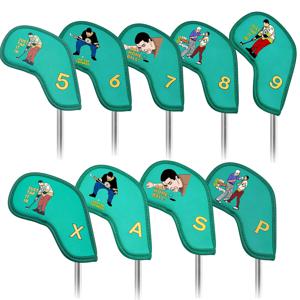 재미있는 만화 디자인의 골프 아이언 커버 9개, 모든 브랜드의 아이언에 맞는 골프 클럽 헤드 커버
