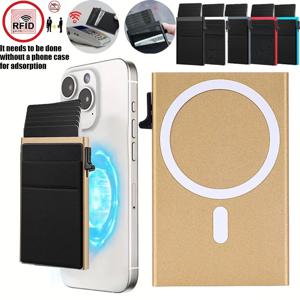 팝업 RFID 차단 카드 홀더 알루미늄 합금 카드 푸시 백 대용량 휴대폰 마그네틱 메탈 박스 지갑 남녀 공용 파우치