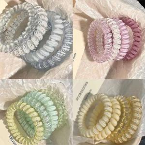 20pcs 여성용 나선형 헤어 타이 전화선 코드 헤어 링 탄성 헤드 밴드 고무 밴드 스크런치 헤드웨어 헤어 액세서리