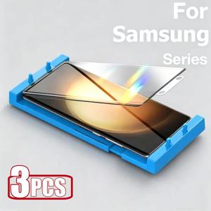 삼성 갤럭시 S22 S23 울트라 S24 S21 S20 S10 S9 S8+노트 8 9 10+ 20용 세라믹 하이드로겔 필름 3개, 스크린 보호필름 설치 키트