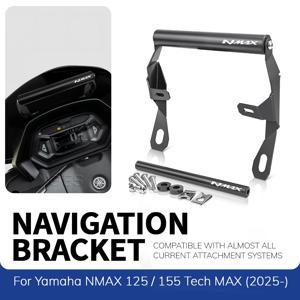 야마하 NMAX 155 125 NMAX155 테크 맥스 2025- 오토바이 네비게이션 브래킷 GPS 마운트 장치 홀더 스마트폰 어댑터