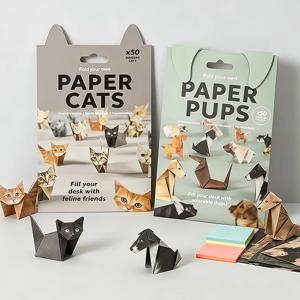 DIY 종이접기 고양이 개 공룡 키트, 50장의 DIY 종이로 귀여운 고양이 모양 접기, 미리 인쇄된 종이, 애완동물 애호가를 위한 책상 장식 선물