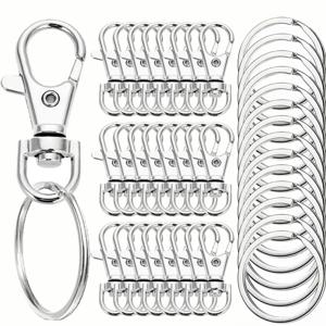 20/40/60PCS 키체인 후크(키 링 포함) 키체인 클립 후크(끈용 플랫 링 포함) 쥬얼리 만들기 DIY 공예품