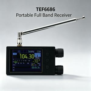 햄긱 휴대용 TEF6686 풀밴드 WiFi/FM/SW/MW/LW 라디오 수신기, 2.8인치 IPS 터치 스크린 탑재