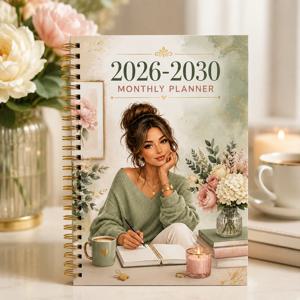 2026-2030 월간 플래너 저널, A5 스프링 제본 라이프 오거나이저, 주간 및 월간 뷰 기능 포함, 업무, 학교 및 개인용으로 완벽